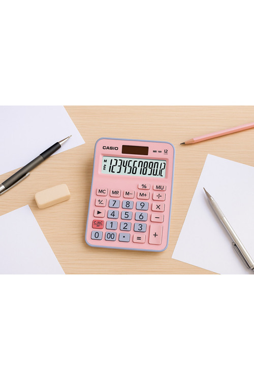 Casıo Mx-12b-pklb Hesap Makinası Renkli 12 Hane Pembe
