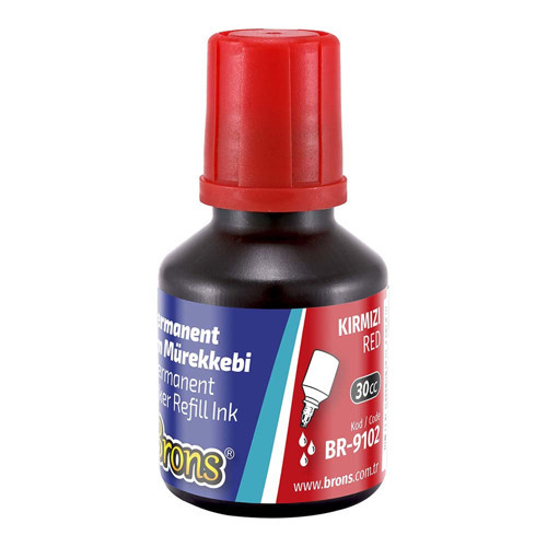 Br-9102 Permanent Marker Mürekkebi 30Cc Kırmızı (12 ADET)