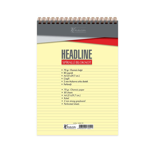 Keskin 145422 Bloknot Headline Spiralli Karton Kapak A4 80Yp Kareli