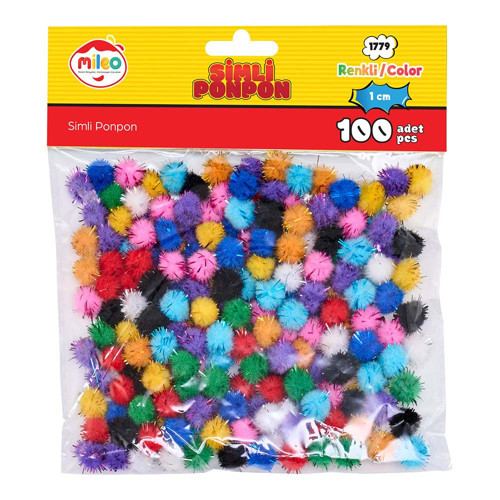 Mas 1779 Ponpon Simli 1Cm 100Lü Renkli (12 ADET)