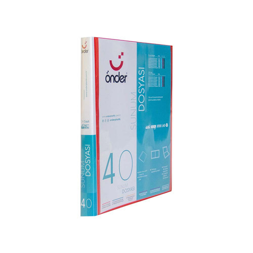 1240-2 A4 Ön Cepli Sunum Dosyası 40Lı Kırmızı