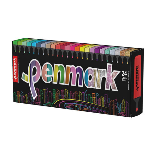 Hs505 24S Fosforlu Kalem 24Lü Kt 6 Neon+6 Pastel + 6 Tropik+6 Simli *Yeni* (12 SET)
