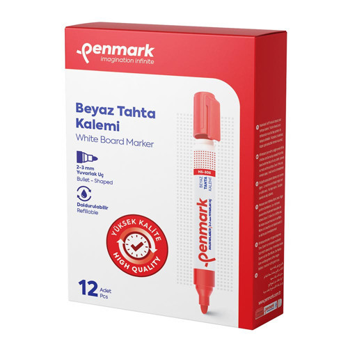 Penmark Hs1100-03 Beyaz Tahta Kalemi Ecoplus Kırmızı (12 ADET)