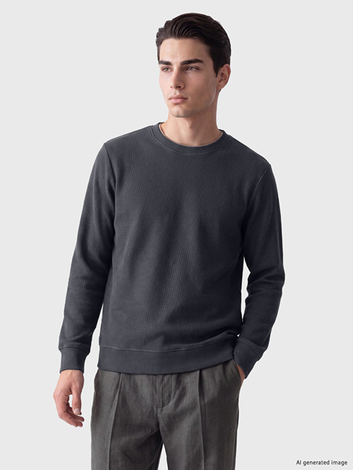 LCWAIKIKI Classic İndigo Bisiklet Yaka Erkek Kalın Sweatshirt
