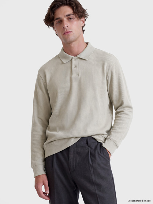 LCW Vision Bej Polo Yaka Erkek Sweatshirt