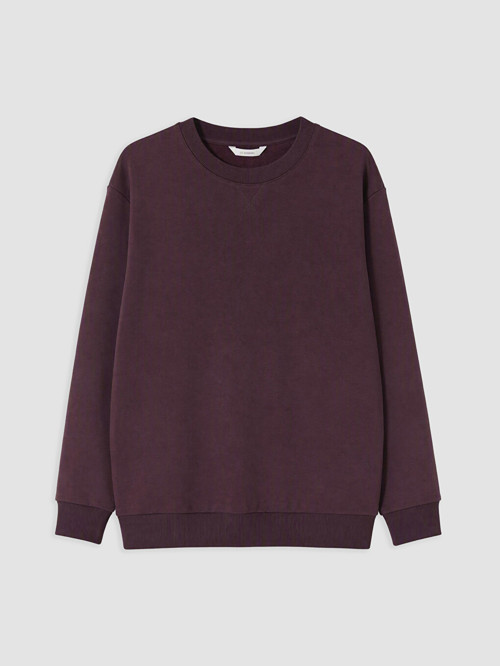 LC WAIKIKI Mürdüm Bisiklet Yaka Erkek Sweatshirt