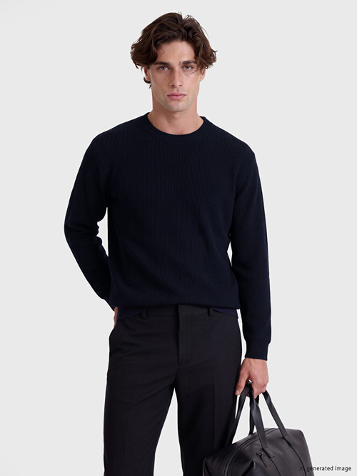 LCW Vision Lacivert Bisiklet Yaka Erkek Kalın Sweatshirt