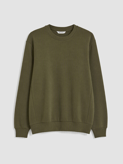 LCW Vision Haki Bisiklet Yaka Erkek Sweatshirt