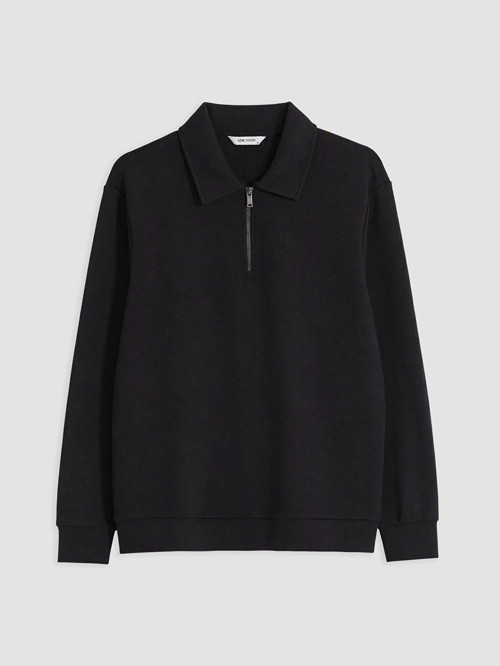 LCW Vision Siyah Polo Yaka Erkek Sweatshirt