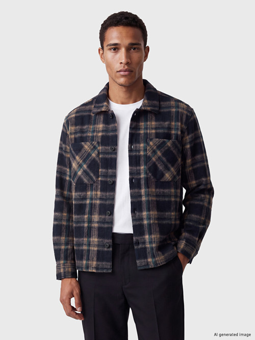 LCW Vision Lacivert Regular Fit Ekose Erkek Gömlek Ceket