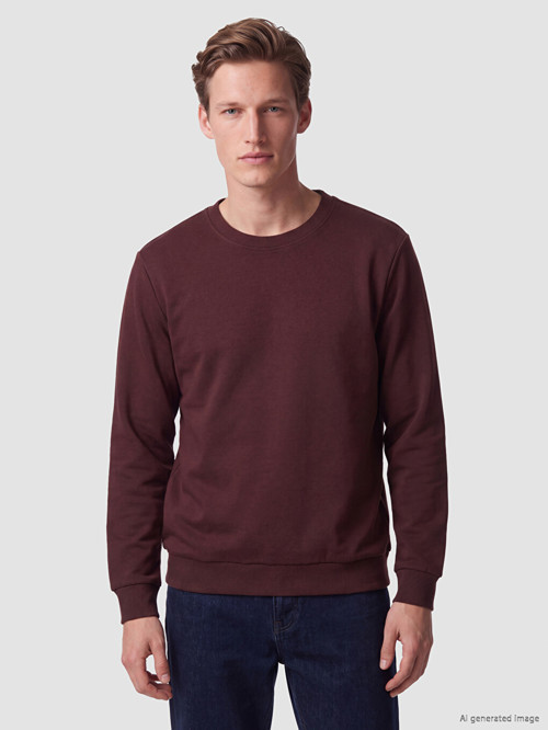 LCWAIKIKI Classic Mürdüm Bisiklet Yaka Erkek Kalın Sweatshirt