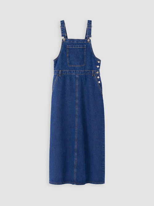 LCW Modest İndigo Kare Yaka Jean Salopet Elbise