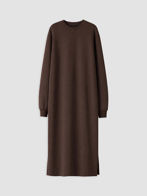 LCW Modest Kahverengi Bisiklet Yaka A Kesim Sweat Elbise