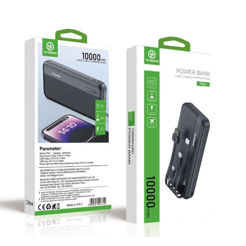 10000 mAh Micro Type-C USB Lightning 4 Kablolu Hızlı Kablosuz Şarj Powerbank 2