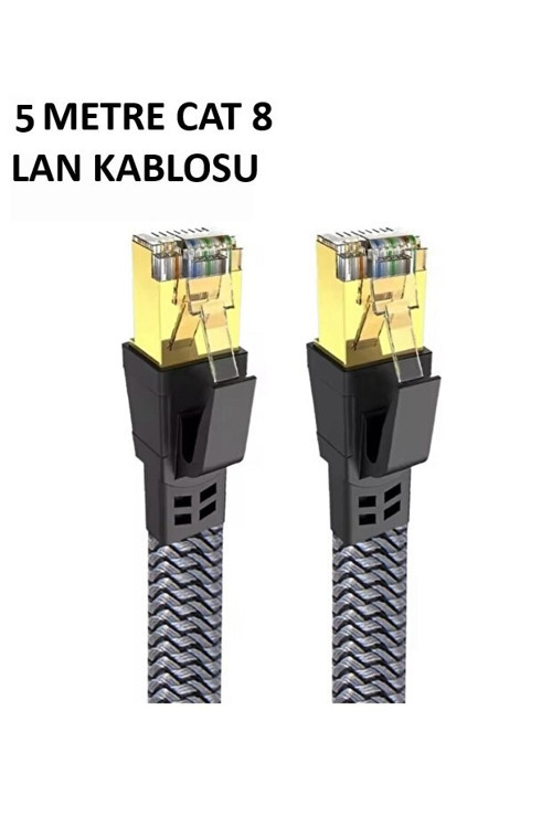 Cat 8 LAN Kablosu –Ethernet Kablosu Örgü Kaplama, Yüksek Hızlı (5 METRE)