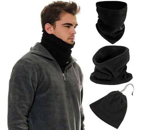 Çok Fonksiyonlu Siyah Unisex Terletmez Kumaş İpli Polar Bere Boyunluk