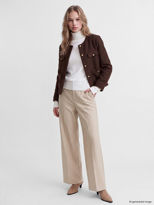 LCW Vision Kahverengi Loose Fit Geniş Paça Kadın Pantolon