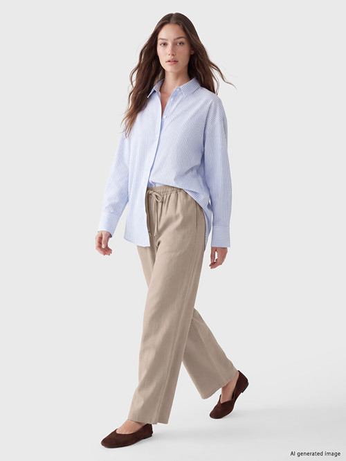 LCW Modest Kahverengi Beli Lastikli Kadın Geniş Paça Pantolon