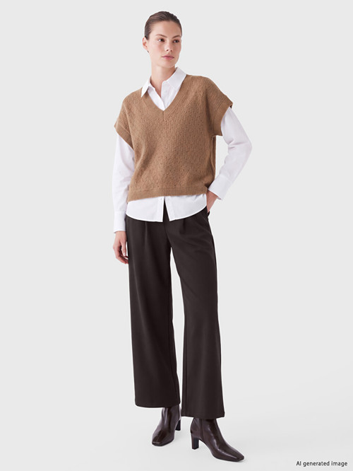 LCW EVERYDAY Kahverengi Loose Fit Kadın Pileli Kumaş Pantolon