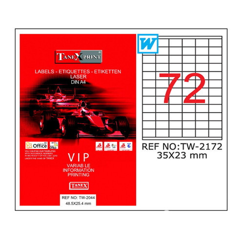 x Tw-2172 Lazer Etiket 35X23mm