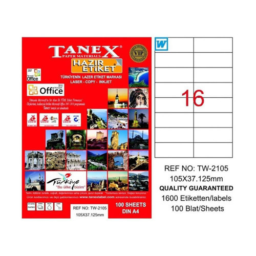 Tw-2105 Lazer Etiket 105X37,125mm