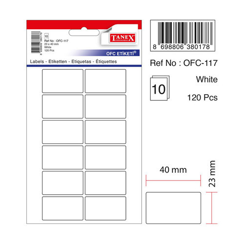 Ofc-117 Ofis Etiketi 23X40 Beyaz (10 POŞET)