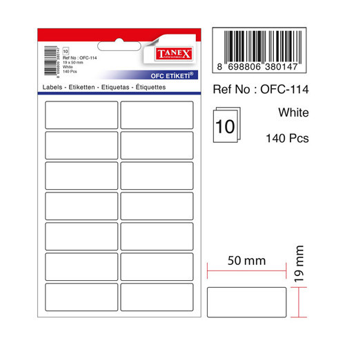 Ofc-114 Ofis Etiketi 19X50 Beyaz (10 POŞET)