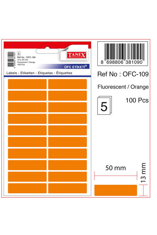 Ofc-109 Ofis Etiketi 13X50 Flo Turuncu
