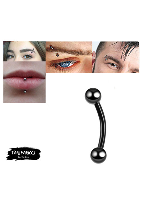 316L Cerrahi Çelik Siyah 10Mm Top Uçlu Kaş Göbek Piercing