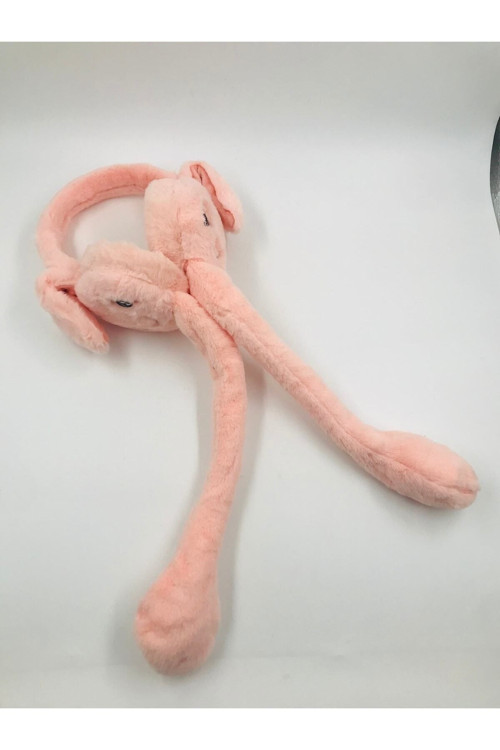 Kulakları Kalkan Hareketli Tavşan Kulaklık Peluş Kulaklık Somon Renk