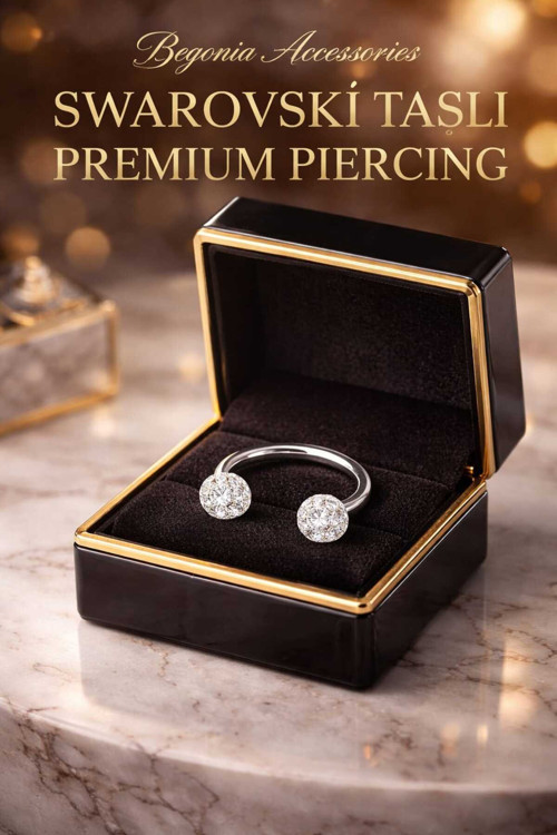 316L Çelik Şambala Zirkon Taşlı 8 Mm Piercing Halka Delikli Fake Sıkıştırma Kullanıma Uygun Uniseks