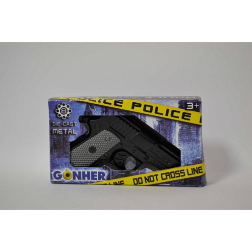 Mega Gon00466 Police Metal Pistol 8 Shots Brown