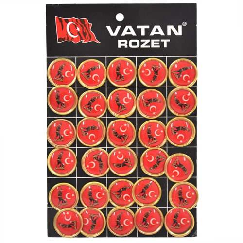 Vt617 Atalı Kocatepe Bayrak Yuvarlak Rozet 30Lu