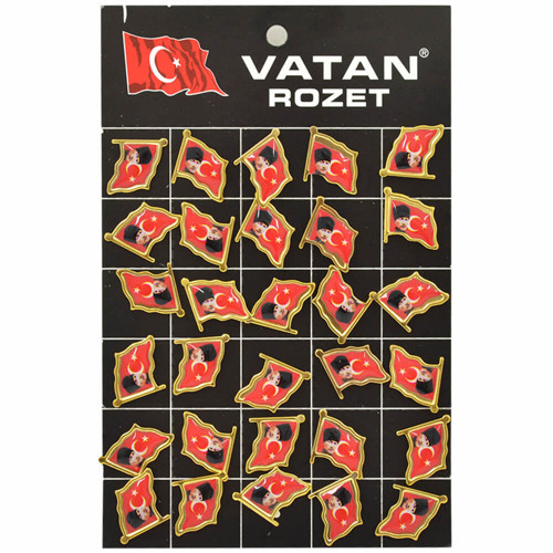 Vt614 Atalı Bayrak Dalgalı Rozet 30Lu