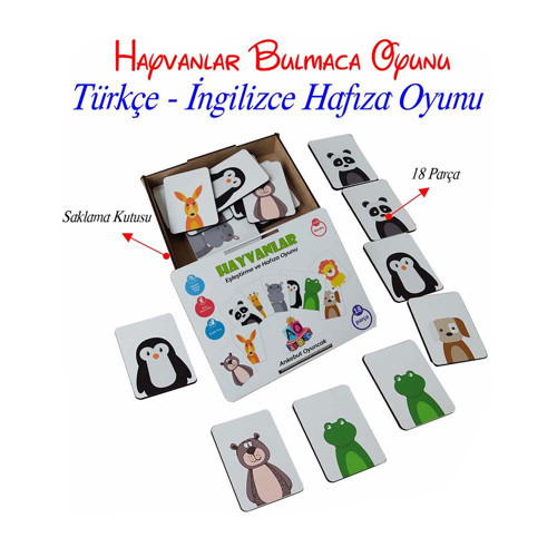 31623 18 Hayvanlı Eşleştirme Puzzle Kutulu