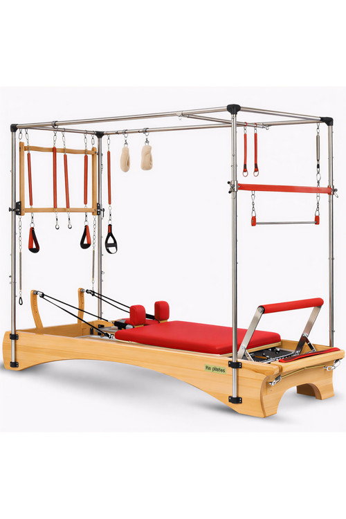 Combo Cadillac Reformer Elegance Seri Kırmızı Şarjörlü Sistem 8 Kademe Krom 1. Sınıf Kayın Ağacı