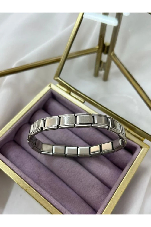 İtalyan Charm Çelik Esnek Paslanmaz Kadın Erkek Unisex Hediye Sevgili Bileklik