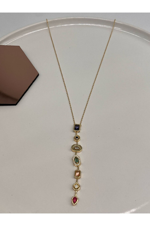Çelik Gold Melisa Goral Taşlı Y Kolye