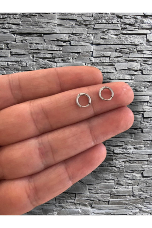 Ince Barlı 316L Cerrahi Çelik Unisex Halka Küpe 6Mm Ebatlı (Minik Boy)