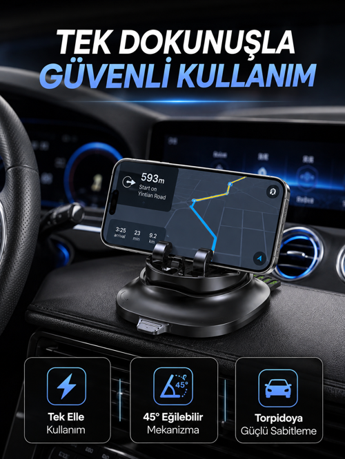 Gizlenebilir Telefon Numaralı Araç İçi Telefon Tutucu Torpido Üstü Telefon Standı