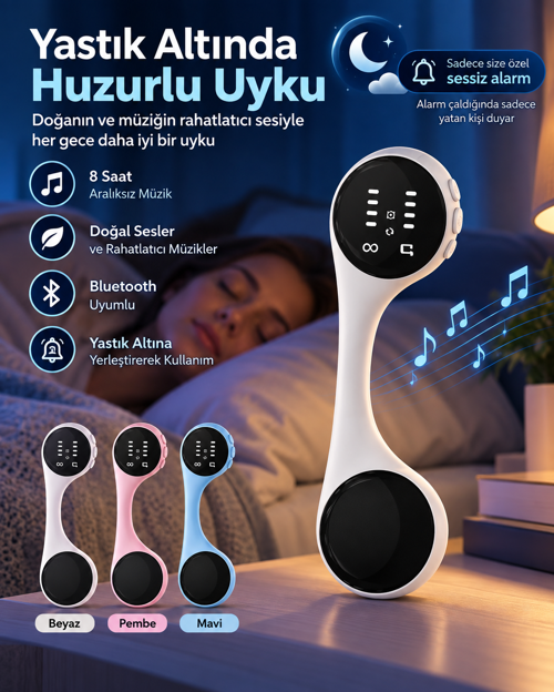 popüler Bluetooth Yastık Altı Uyku Hoparlörü Sessiz Alarm Rahatlatıcı Doğal Sesler 2026