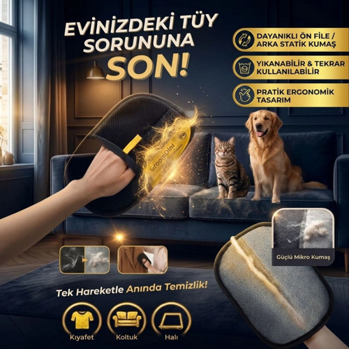 Büyük Boy Evcil Hayvan Tüy Alma Eldiveni, Geliştirilmiş Elektrostatik Tüy Toplayıcı Kedi Köpek Bakım ve Temizlik Eldiven