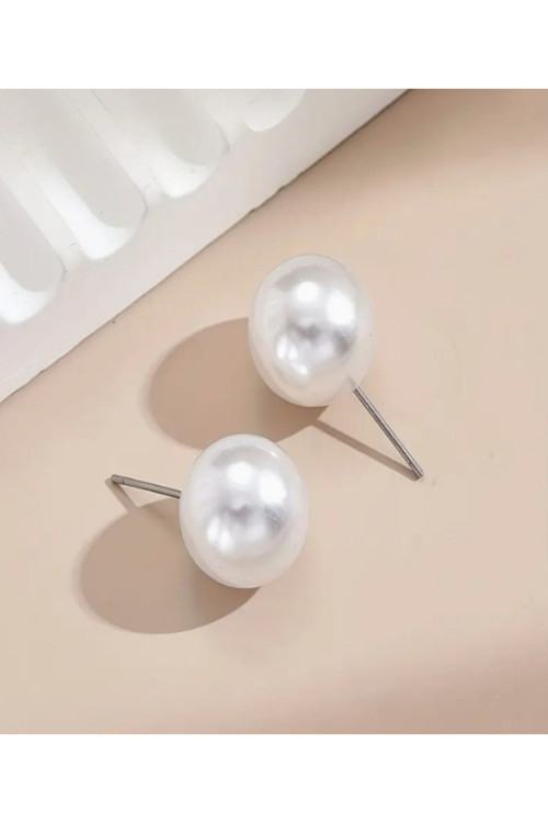 Paslanmaz Çelik Beyaz ( 8 Mm ) İnci Küpe ( Bar Uzunluğu 10 Mm )