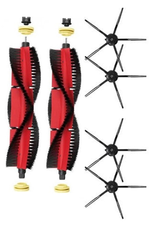 Roborock S5 Max Uyumlu 2 Adet Ana Fırça 4 Adet Siyah Yan Fırça