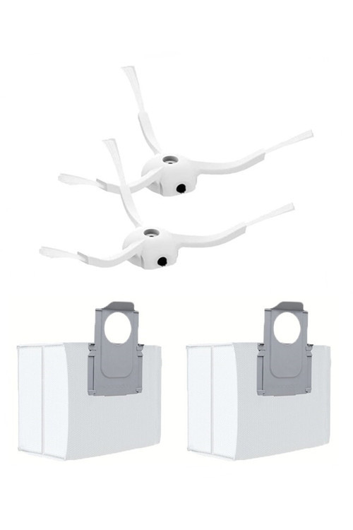 Roborock S7 Max Ultra Uyumlu 2 Adet Beyaz Yan Fırça 2 Adet Toz Torbası
