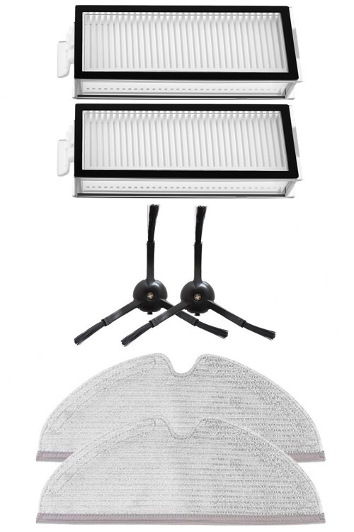Roborock Q8 & Q8 Max Uyumlu 2 Adet Hepa Filtre 2 Adet Siyah Yan Fırça 2 Adet Mop Fiber Paspas