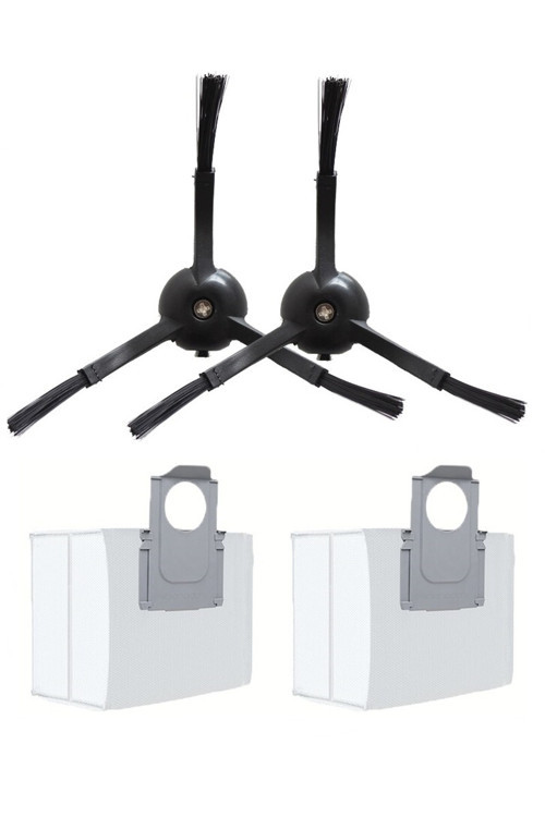 Roborock Q8 & Q8 Max Uyumlu 2 Adet Siyah Yan Fırça 2 Adet Toz Torbası