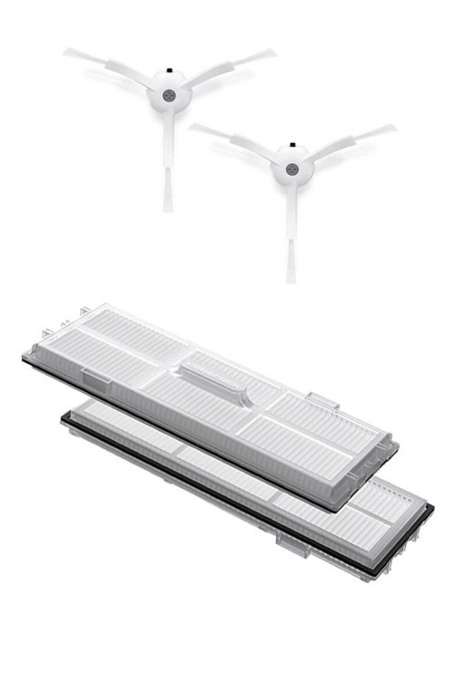 Roborock S8 Sonic Uyumlu 2 Adet Hepa Filtre 2 Adet Beyaz Yan Fırça