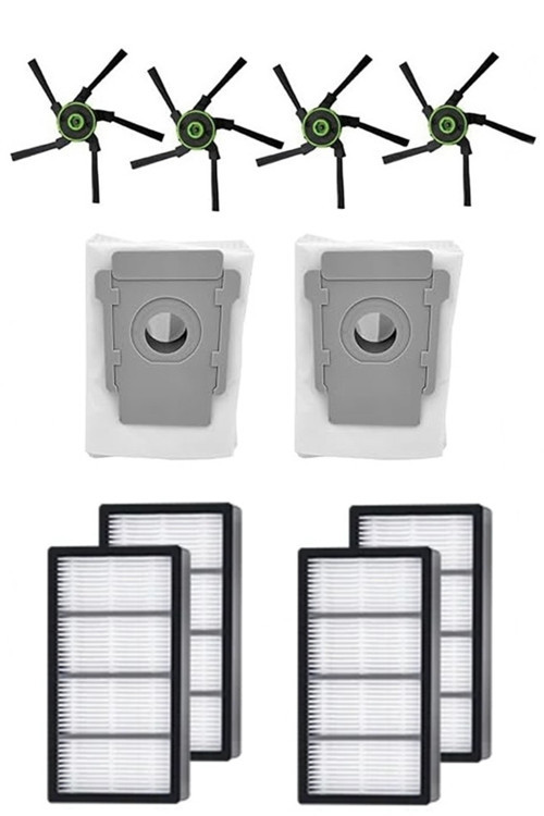 iRobot Roomba S9 S9+ Uyumlu 4 Adet Hepa Filtre 4 Adet Yan Fırça 2 Adet Toz Torbası