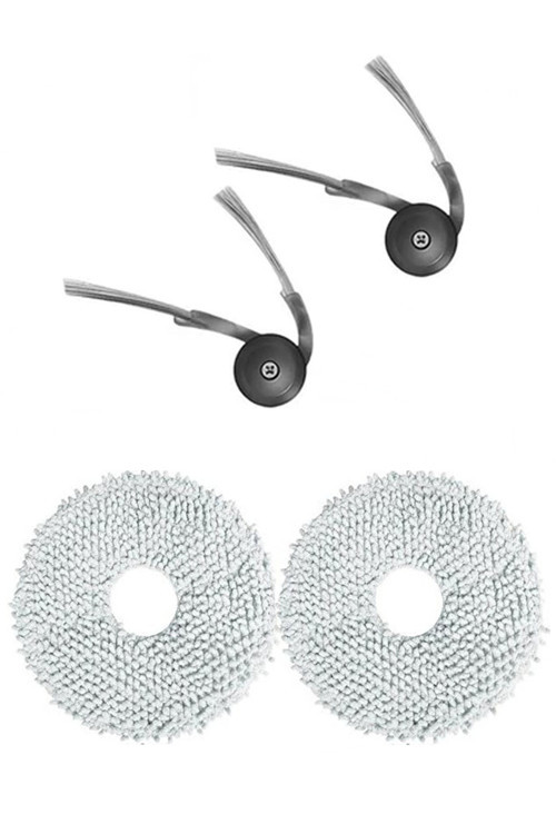 Roborock QRevo L Uyumlu 2 Adet Yan Fırça 2 Adet Mop Fiber Paspas